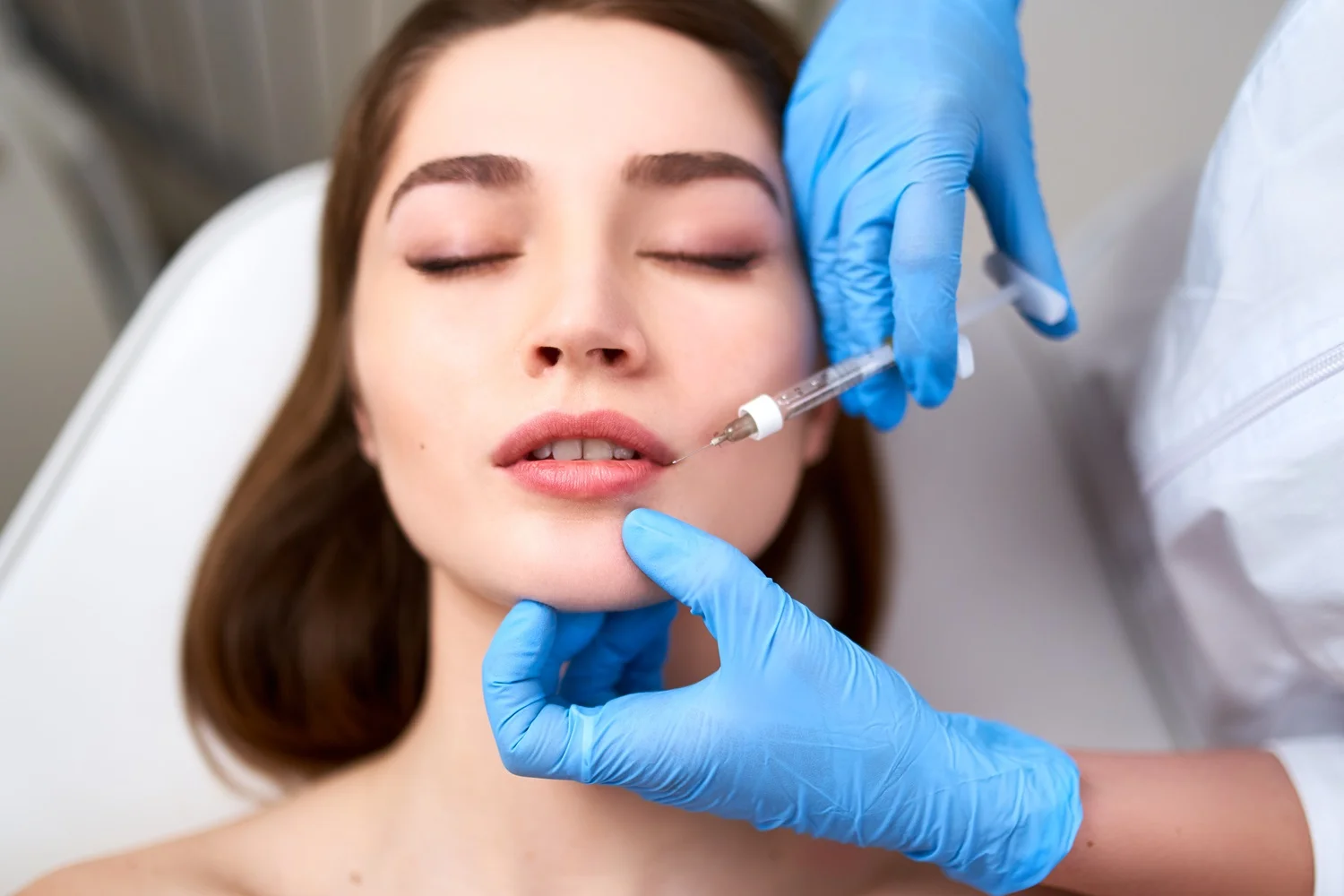 a woman getting botox injection