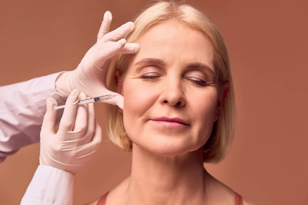 a woman getting botox injection