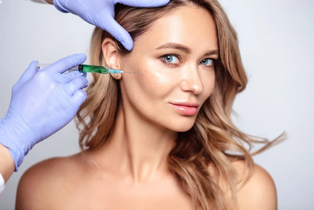 a woman getting botox injection