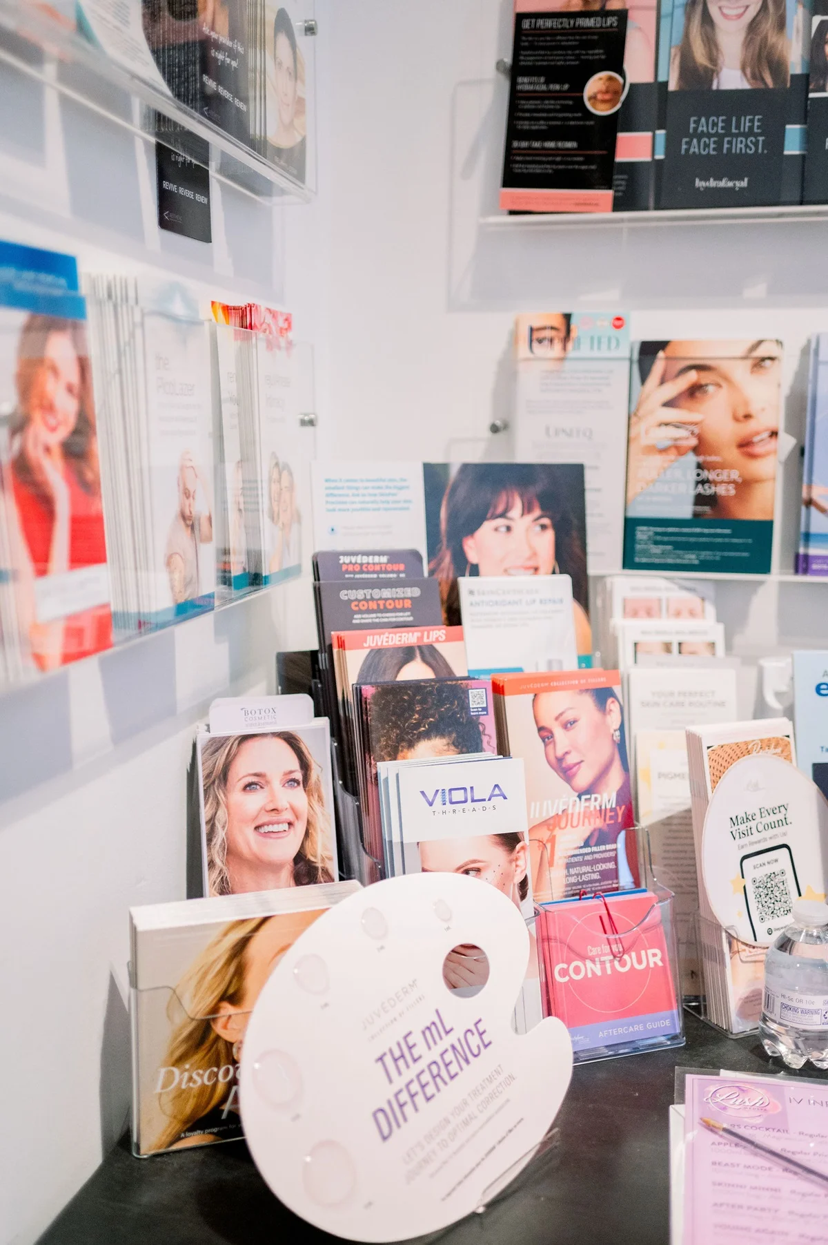 a display of magazines and books