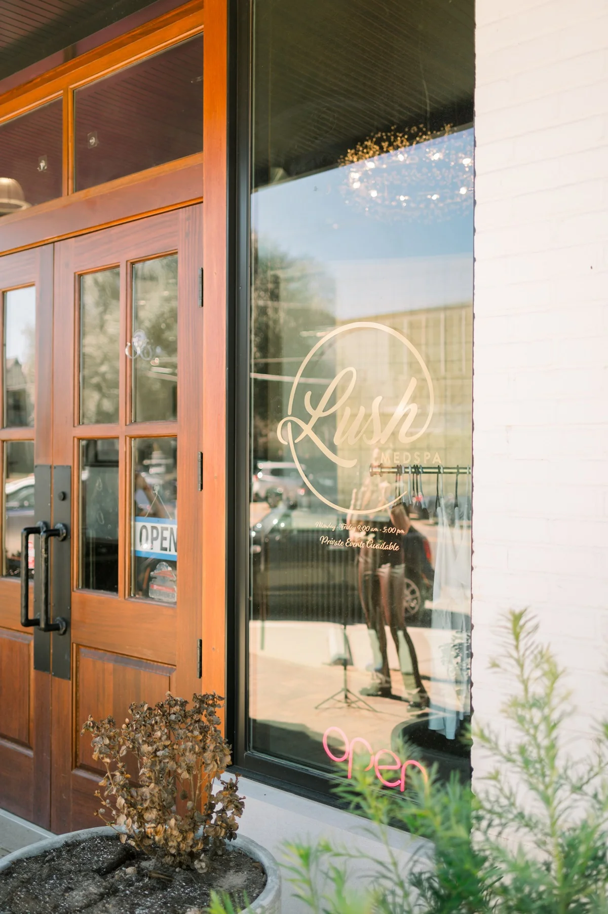 a glass door of a store