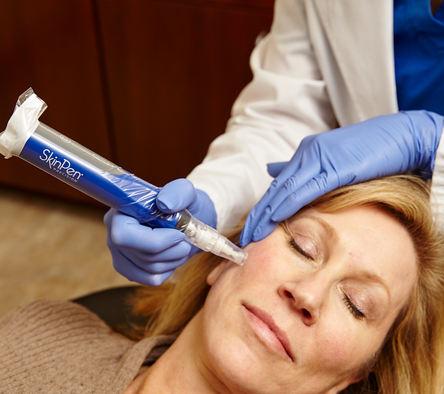 a woman receiving a botox injection