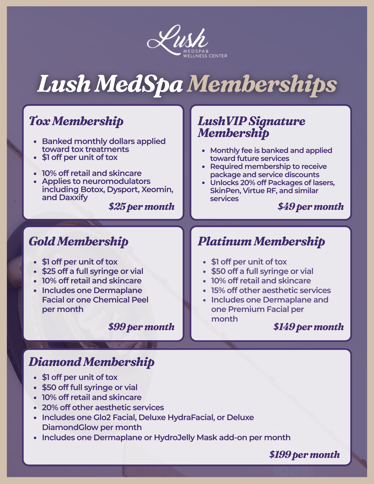 Lush MedSpa Memberships in Tuscaloosa, AL