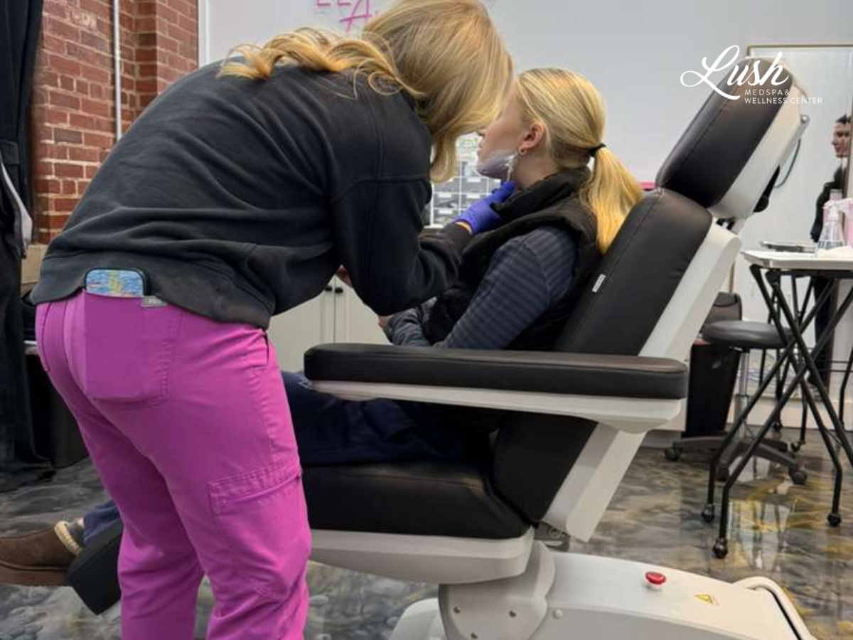 Applying Numbing at Lush MedSpa Tuscaloosa